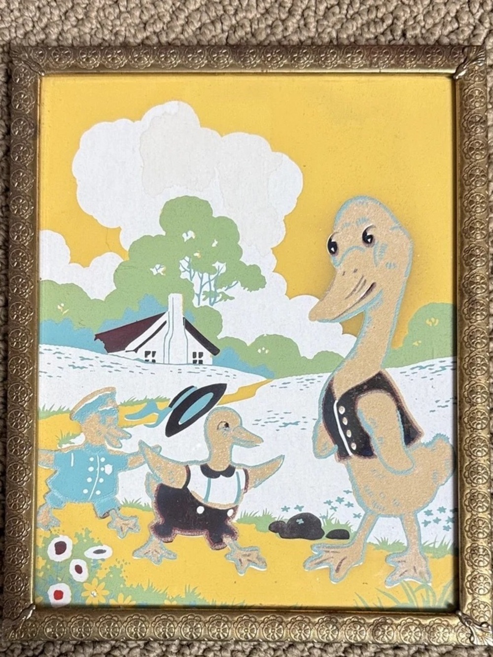 Whimsical Yellow Duck Family Wall Art Print